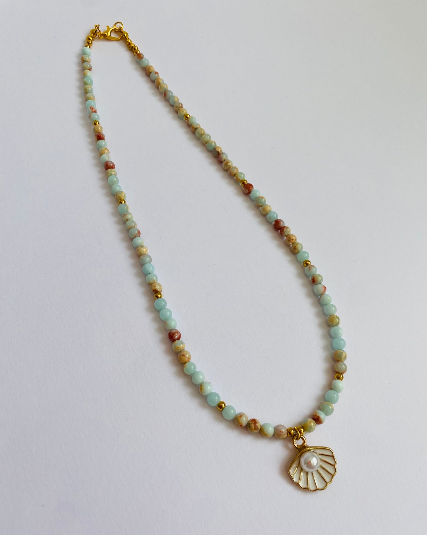 Blue sea Jasper with shell pendant
