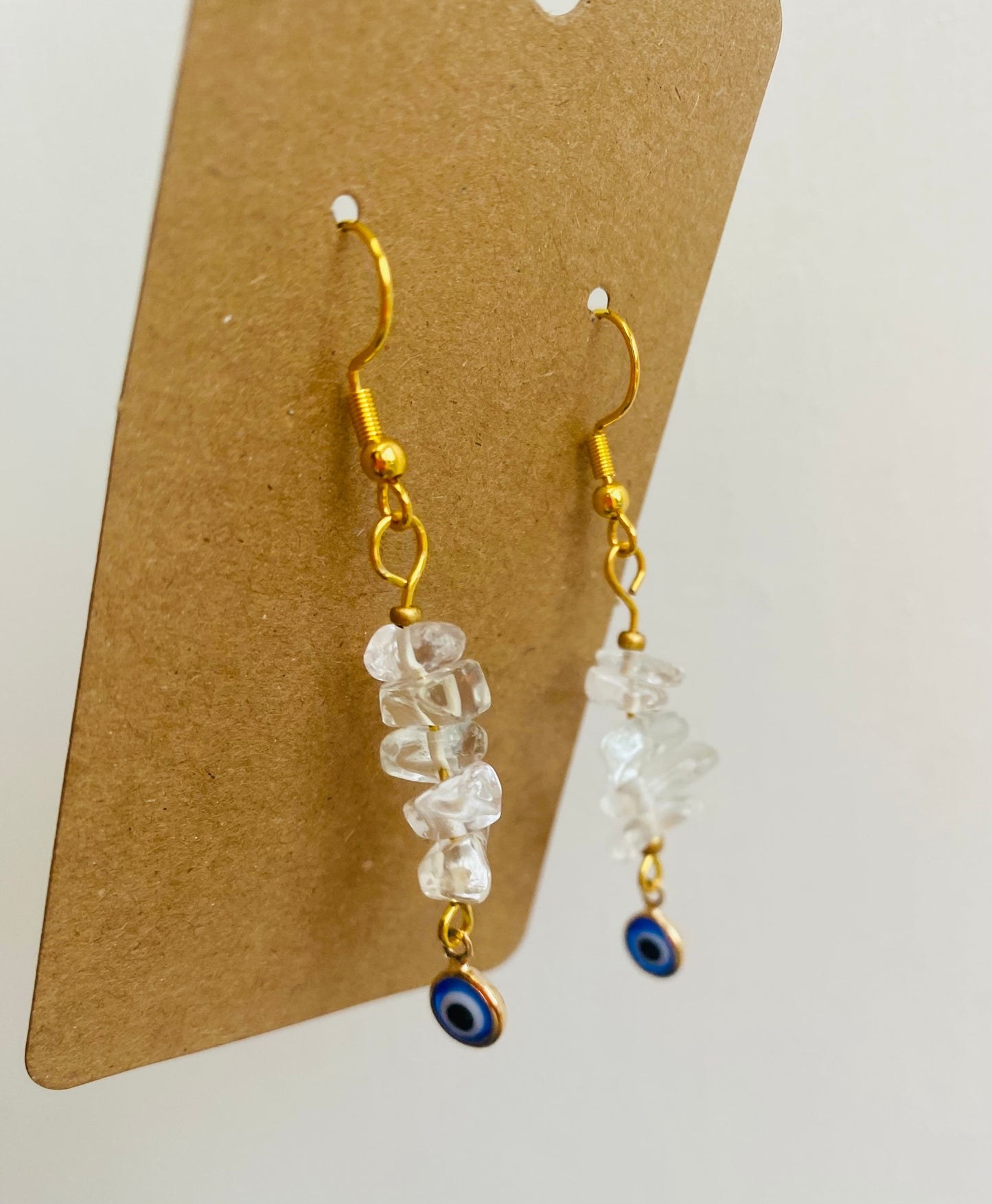 Quartz chip beads & Evil eye charm