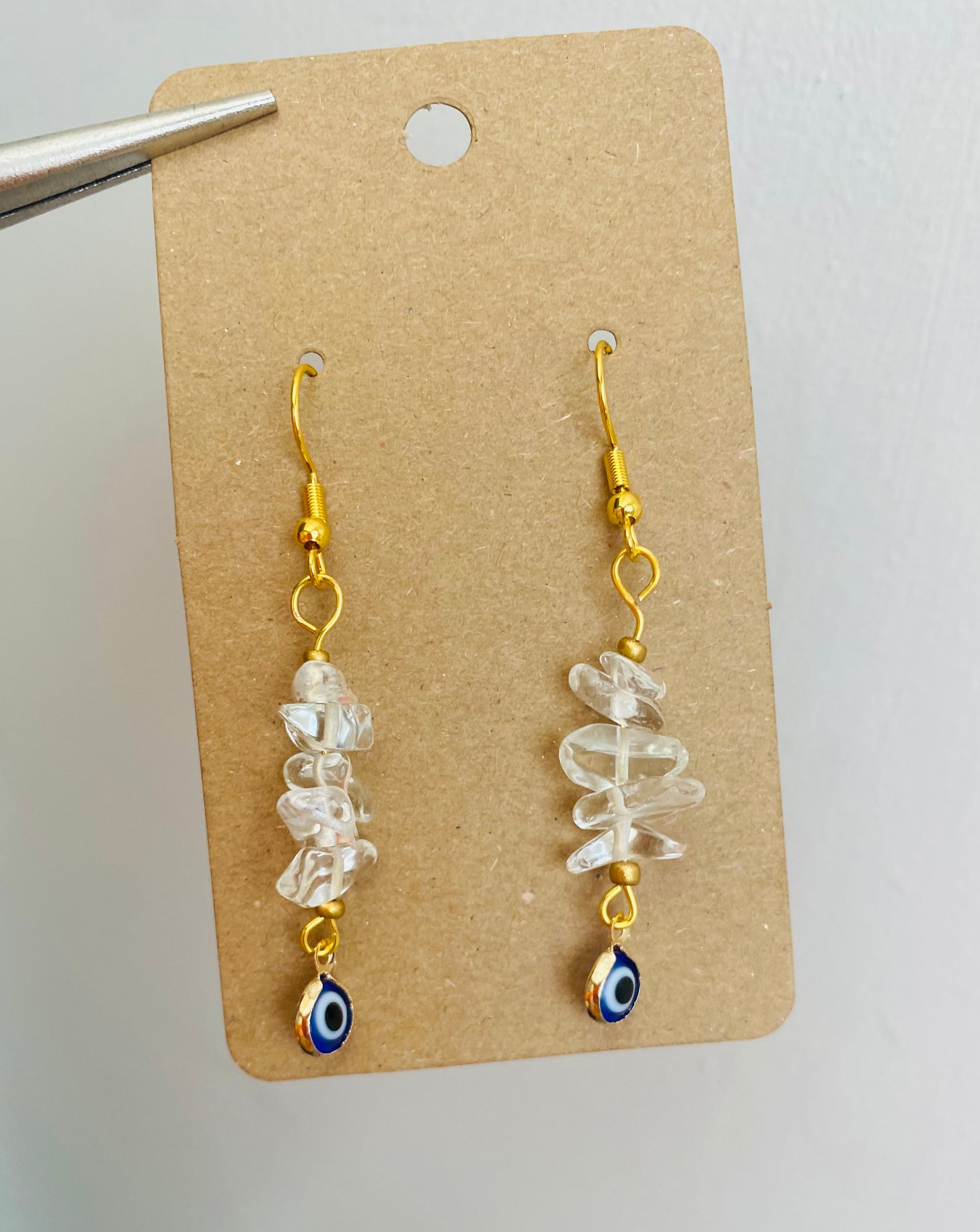 Quartz chip beads & Evil eye charm