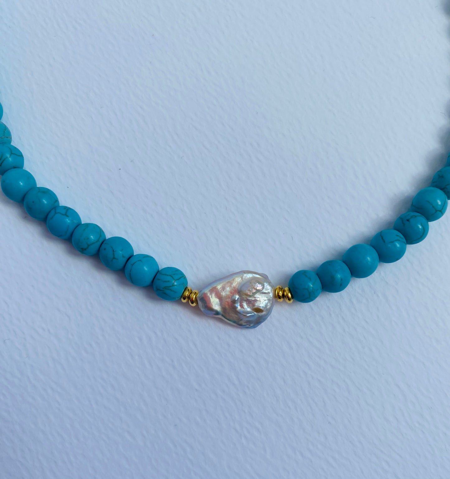 Turquoise & Pearl necklace.