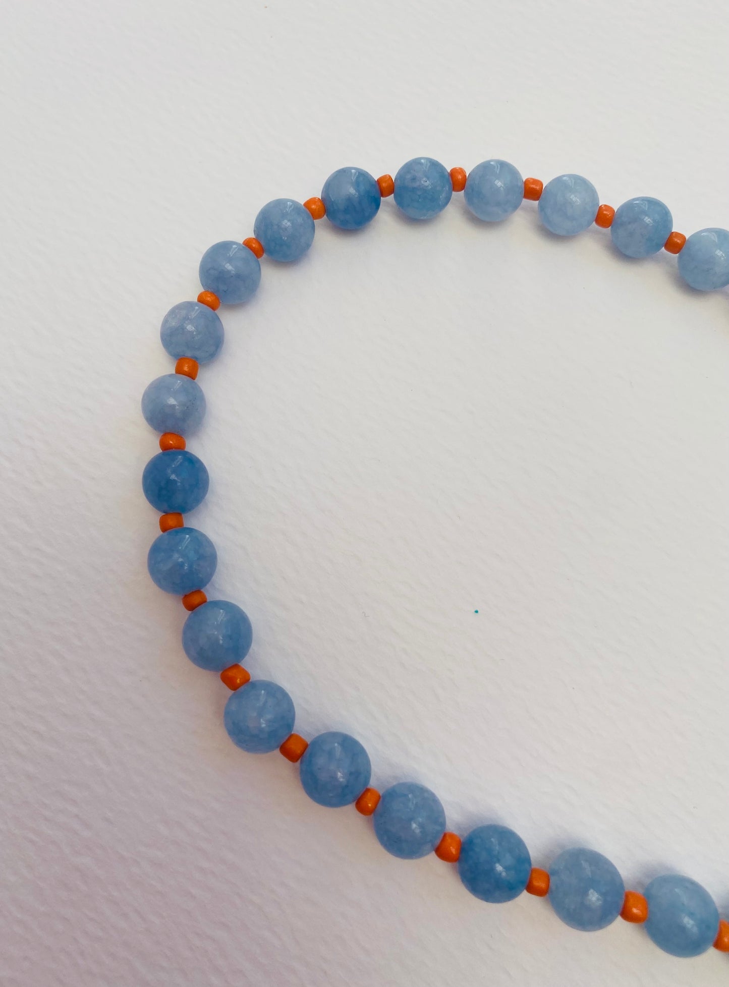 'Tangerine Skies' Necklace (Aqua Marine & orange beads)