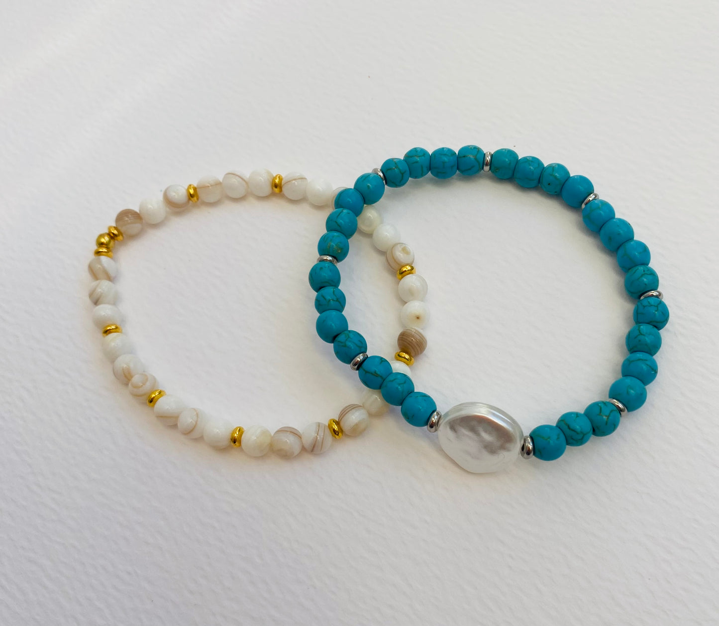Turquoise and pearl bracelet