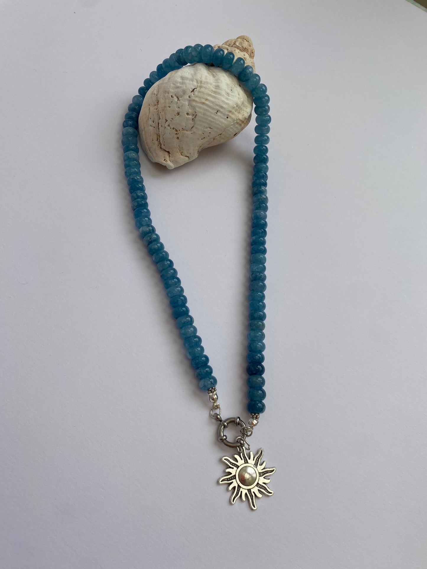 Dark Aqua marine rondelle necklace