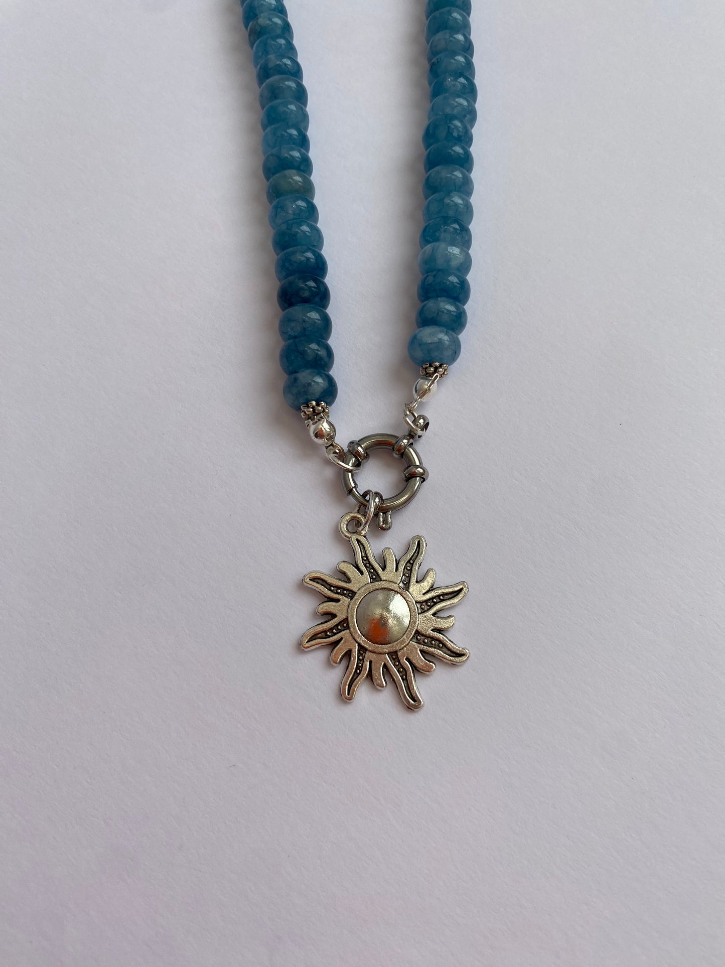 Dark Aqua marine rondelle necklace